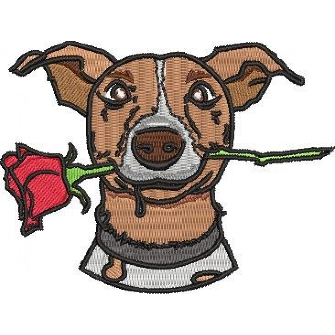 Rose In a Dog Mouth Embroidery Design