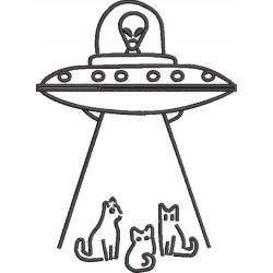 Alien Spaceship Abducting Cats