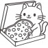 Cat Is In The Pizza Box Embroidery Pattern