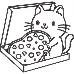 Cat Is In The Pizza Box Embroidery Pattern