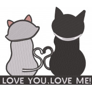 Love You, Love Me Cats Embroidery Design