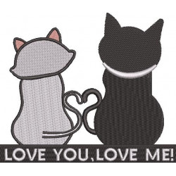 Love You, Love Me Cats Embroidery Design