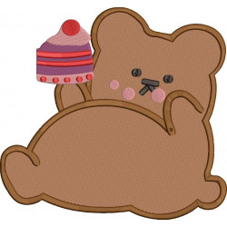 Cute Bear with Cake Embroidery Design