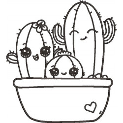 Cute Cactus Plants Embroidery Design