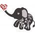 Elephant Silhouette With Hearts Embroidery Design