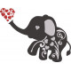 Elephant Silhouette With Hearts Embroidery Design