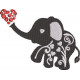 Elephant Silhouette With Hearts Embroidery Design