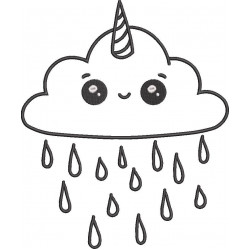 Cute Raining Cloud Embroidery Design