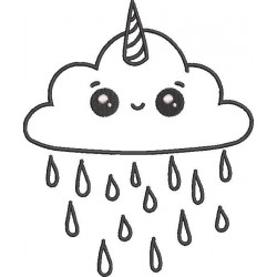 Cute Raining Cloud Embroidery Design