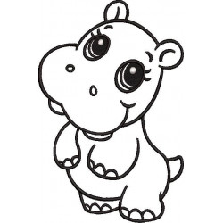 Cute Hippo Embroidery Design
