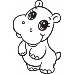 Cute Hippo Embroidery Design