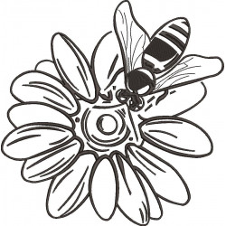 Calendula Flower With Bee Embroidery Design