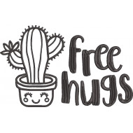 Free Hugs Cactus Plant Embroidery Design