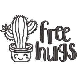 Free Hugs Cactus Plant Embroidery Design