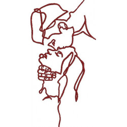 Boy Kissing On Girl's Forehead Embroidery Design
