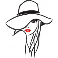 Red Lips Hat Girl Embroidery Design