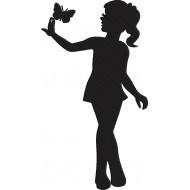 Girl With Butterfly Embroidery Design