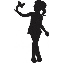 Girl With Butterfly Embroidery Design