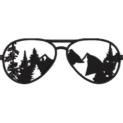 Sunglasses With Mountains And Trees Embroidery Design