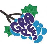 Grapes Word Art Embroidery Design