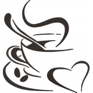 Coffee With Heart Embroidery Design 