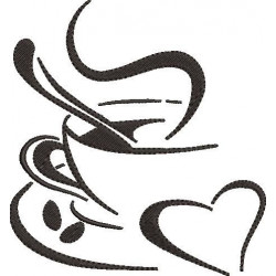 Coffee With Heart Embroidery Design 