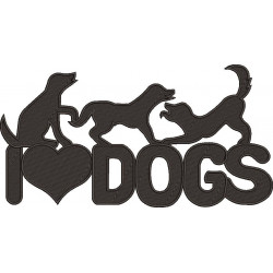 I Love Dogs Embroidery Design