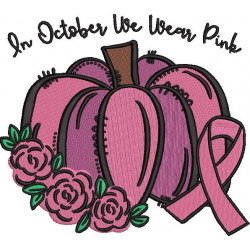 In October We Wear Pink Quote Embroidery Design