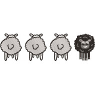Cute White And Black Sheep Embroidery Design