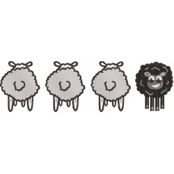 Cute White And Black Sheep Embroidery Design