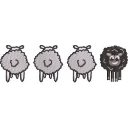 Cute White And Black Sheep Embroidery Design