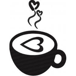 Cup Of Coffee With Heart Embroidery Design 