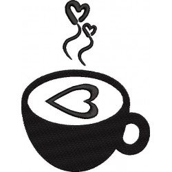 Cup Of Coffee With Heart Embroidery Design 