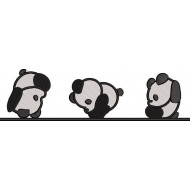 Three Pandas Embroidery Design