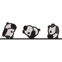 Three Pandas Embroidery Design