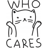 Who Cares Cat Quote Embroidery Design 
