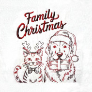 Family Christmas Cat And Dog 