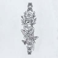 Floral Parrot Line Art 