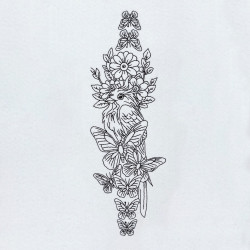 Floral Parrot Line Art 