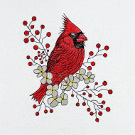 Floral Red Cardinal Bird