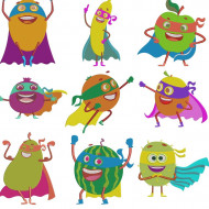 Juicy Fruits Super Heroes Embroidery Designs