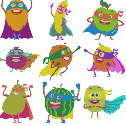 Juicy Fruits Super Heroes Embroidery Designs