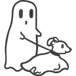 Ghost With Dog Embroidery Design