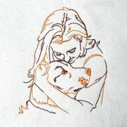Girl Kissing Dog Line Art