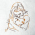 Girl Kissing Dog Line Art