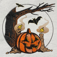 Jack O Lantern With Bats And Candles