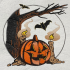 Jack O Lantern With Bats And Candles