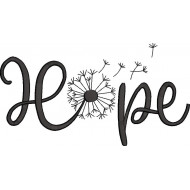 Hope Dandelion Word Art Embroidery Design