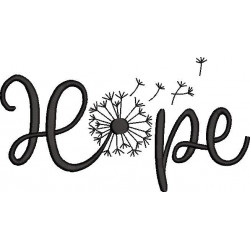 Hope Dandelion Word Art Embroidery Design