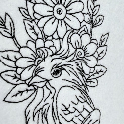 Floral Parrot Line Art 